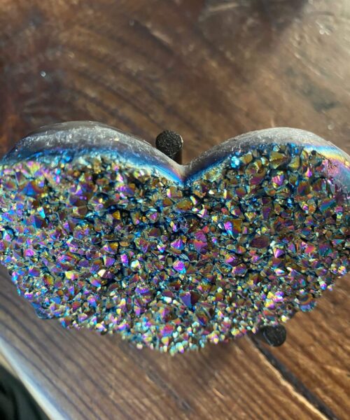 Rainbow Quartz Heart with Stand 27, Aura, Titanium, Cluster, Crystal, Gemstone 278g – H8xW9xD4cm - Image 7