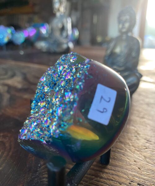 Rainbow Quartz Heart with Stand 29, Aura, Titanium, Cluster, Crystal, Gemstone 238g – H6xW7xD6cm - Image 7