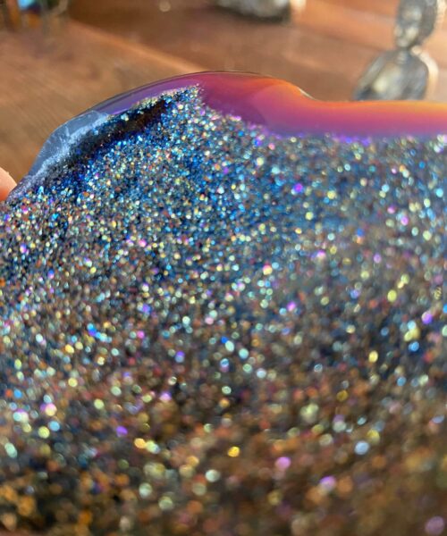 Rainbow Quartz Heart with Stand 30, Aura, Titanium, Cluster, Crystal, Gemstone 270g – H9.5xW9xD3cm - Image 8