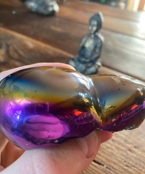 Rainbow Quartz Heart with Stand 31, Aura, Titanium, Cluster, Crystal, Gemstone 352g – H8xW9xD6.5cm - Image 5