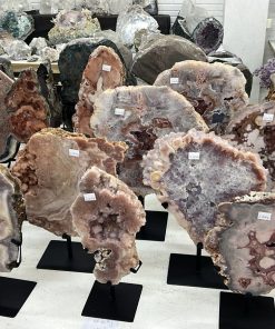 Pink Amethyst Slices on Stands