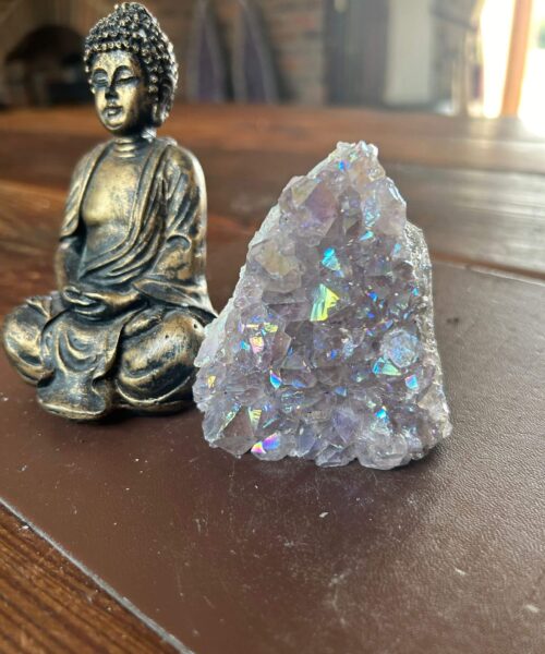 Premium High Grade Amethyst Angel Aura Druzy 195 Mini Geode Cluster Piece Cut Base 288g H8.5xW7xD4.5cm - Image 11