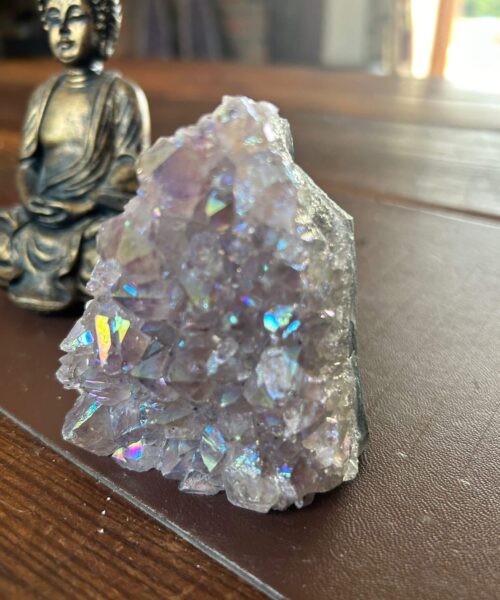 Premium High Grade Amethyst Angel Aura Druzy 195 Mini Geode Cluster Piece Cut Base 288g H8.5xW7xD4.5cm - Image 9