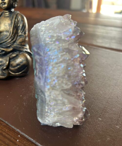 Premium High Grade Amethyst Angel Aura Druzy 195 Mini Geode Cluster Piece Cut Base 288g H8.5xW7xD4.5cm - Image 6