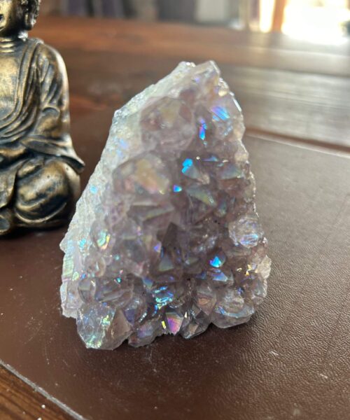 Premium High Grade Amethyst Angel Aura Druzy 195 Mini Geode Cluster Piece Cut Base 288g H8.5xW7xD4.5cm - Image 5
