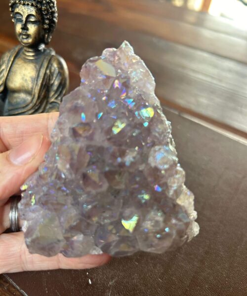 Premium High Grade Amethyst Angel Aura Druzy 195 Mini Geode Cluster Piece Cut Base 288g H8.5xW7xD4.5cm - Image 4
