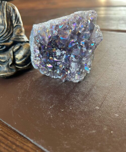 Premium High Grade Amethyst Angel Aura Druzy 189 Mini Geode Cluster Piece Cut Base 344g H6xW7xD8cm