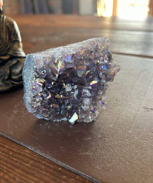 Premium High Grade Amethyst Angel Aura Druzy 189 Mini Geode Cluster Piece Cut Base 344g H6xW7xD8cm - Image 5