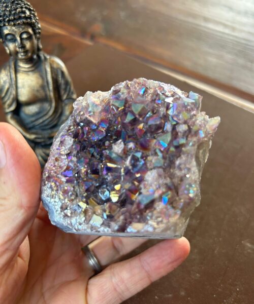 Alternative view of Premium High Grade Amethyst Angel Aura Druzy 189 Mini Geode Cluster Piece Cut Base 344g H6xW7xD8cm