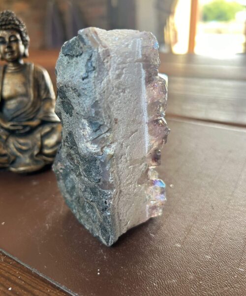 Premium High Grade Amethyst Angel Aura Druzy 190 Mini Geode Cluster Piece Cut Base 422g H10xW6xD6cm - Image 7