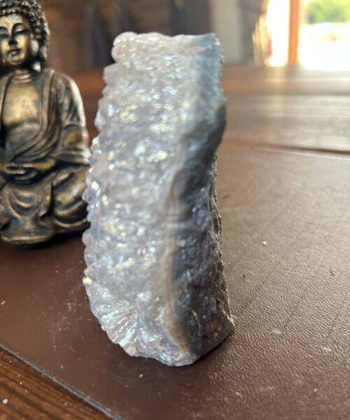 Premium High Grade Amethyst Angel Aura Druzy 191 Mini Geode Cluster Piece Cut Base 313g H9xW6.5xD4cm - Image 9