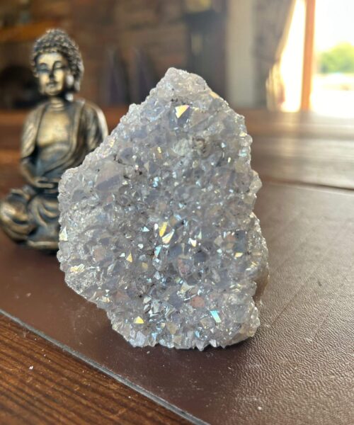 Premium High Grade Amethyst Angel Aura Druzy 191 Mini Geode Cluster Piece Cut Base 313g H9xW6.5xD4cm - Image 6