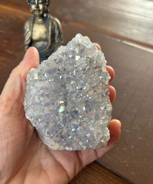 Premium High Grade Amethyst Angel Aura Druzy 191 Mini Geode Cluster Piece Cut Base 313g H9xW6.5xD4cm - Image 5