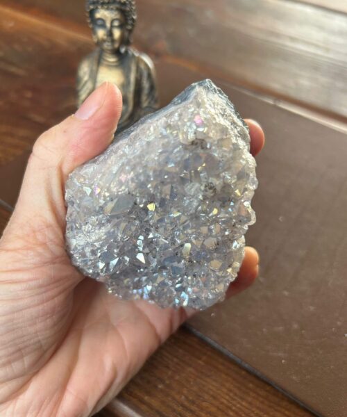 Alternative view of Premium High Grade Amethyst Angel Aura Druzy 191 Mini Geode Cluster Piece Cut Base 313g H9xW6.5xD4cm