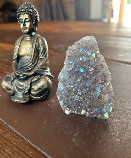Premium High Grade Amethyst Angel Aura Druzy 193 Mini Geode Cluster Piece Cut Base 244g H8xW7xD4cm - Image 9