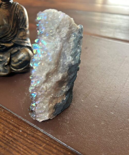 Premium High Grade Amethyst Angel Aura Druzy 193 Mini Geode Cluster Piece Cut Base 244g H8xW7xD4cm - Image 6