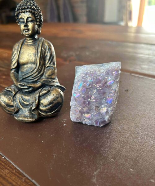 Premium High Grade Amethyst Angel Aura Druzy 194 Mini Geode Cluster Piece Cut Base 211g H6.5xW4.5xD4cm - Image 11