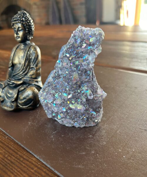 Premium High Grade Amethyst Angel Aura Druzy 197 Mini Geode Cluster Piece Cut Base 312g H10xW8xD5cm - Image 10