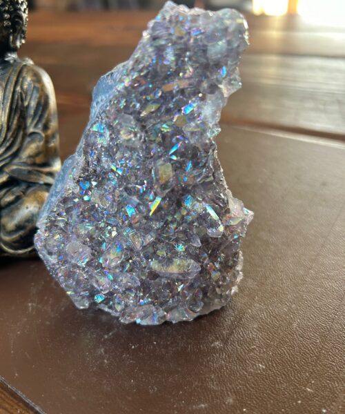 Premium High Grade Amethyst Angel Aura Druzy 197 Mini Geode Cluster Piece Cut Base 312g H10xW8xD5cm