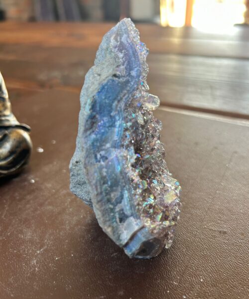 Premium High Grade Amethyst Angel Aura Druzy 197 Mini Geode Cluster Piece Cut Base 312g H10xW8xD5cm - Image 6