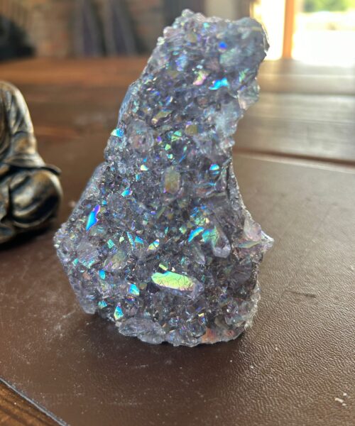 Premium High Grade Amethyst Angel Aura Druzy 197 Mini Geode Cluster Piece Cut Base 312g H10xW8xD5cm - Image 5