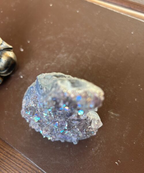Premium High Grade Amethyst Angel Aura Druzy 197 Mini Geode Cluster Piece Cut Base 312g H10xW8xD5cm - Image 4