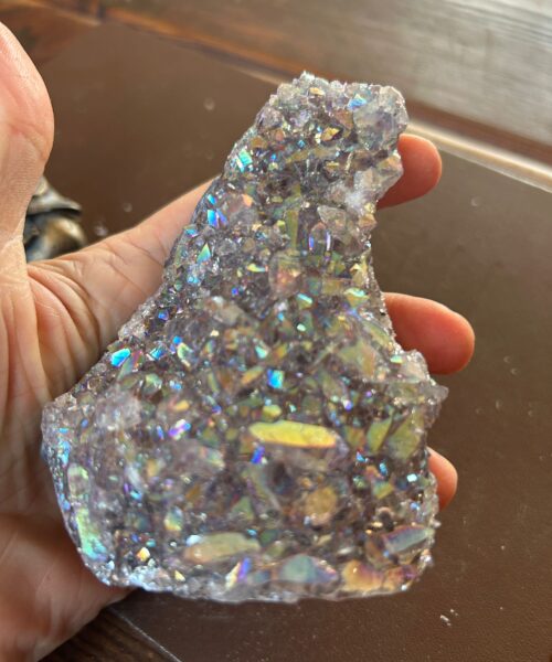 Premium High Grade Amethyst Angel Aura Druzy 197 Mini Geode Cluster Piece Cut Base 312g H10xW8xD5cm - Image 3