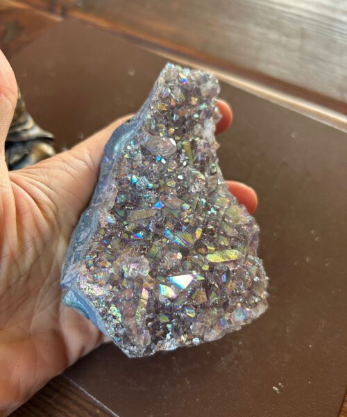 Alternative view of Premium High Grade Amethyst Angel Aura Druzy 197 Mini Geode Cluster Piece Cut Base 312g H10xW8xD5cm