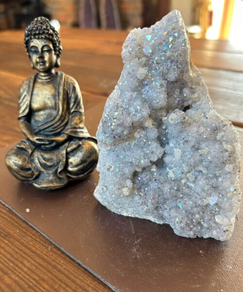 Alternative view of Premium High Grade Amethyst Angel Aura Druzy 198 Mini Geode Cluster Piece Cut Base 741g H12.5xW9.5xD7.5cm