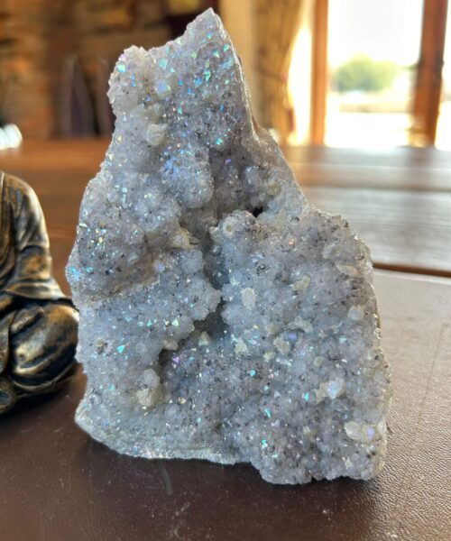 Premium High Grade Amethyst Angel Aura Druzy 198 Mini Geode Cluster Piece Cut Base 741g H12.5xW9.5xD7.5cm