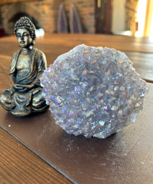 Premium High Grade Amethyst Angel Aura Druzy 199 Mini Geode Cluster Piece Cut Base 616g H9xW11xD6cm - Image 13