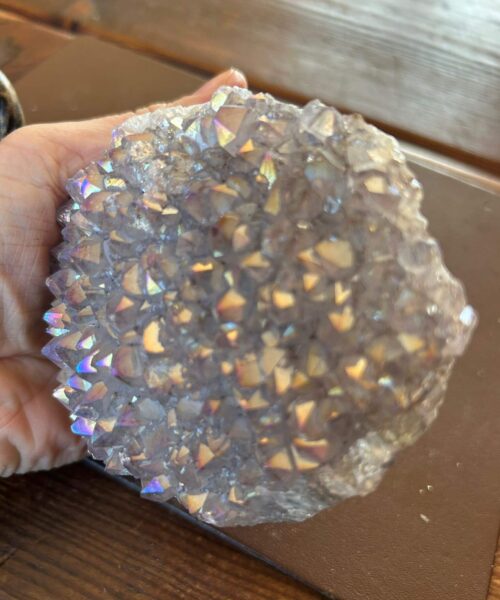 Premium High Grade Amethyst Angel Aura Druzy 199 Mini Geode Cluster Piece Cut Base 616g H9xW11xD6cm - Image 4