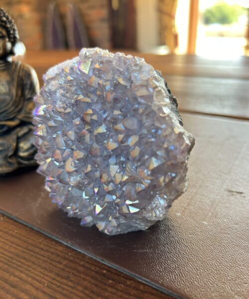 Premium High Grade Amethyst Angel Aura Druzy 199 Mini Geode Cluster Piece Cut Base 616g H9xW11xD6cm - Image 11