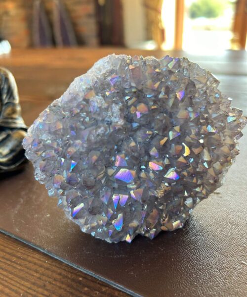 Premium High Grade Amethyst Angel Aura Druzy 199 Mini Geode Cluster Piece Cut Base 616g H9xW11xD6cm - Image 7