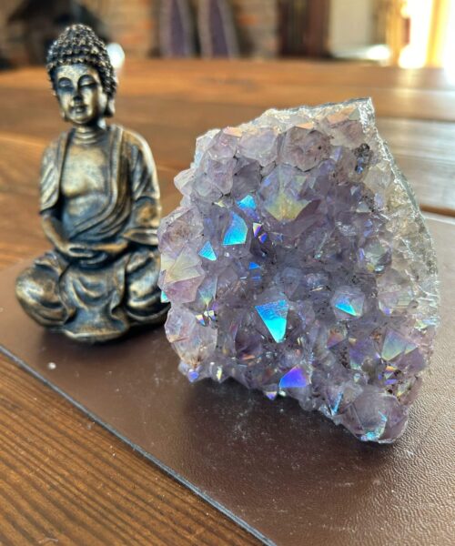Premium High Grade Amethyst Angel Aura Druzy 200 Mini Geode Cluster Piece Cut Base 564g H9.5xW8.5xD6cm - Image 10
