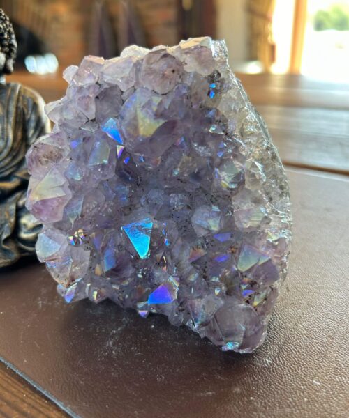 Premium High Grade Amethyst Angel Aura Druzy 200 Mini Geode Cluster Piece Cut Base 564g H9.5xW8.5xD6cm