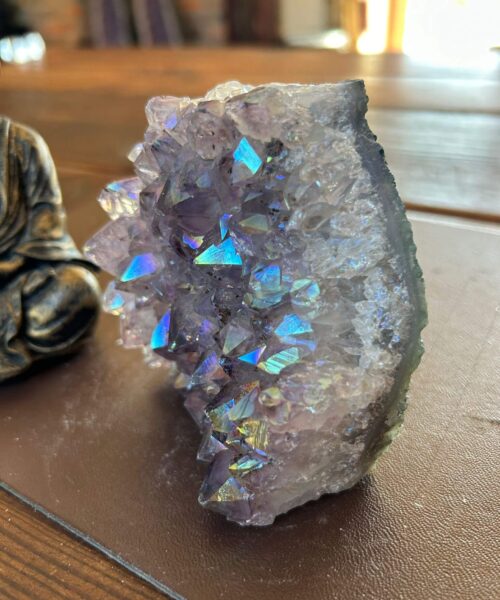 Premium High Grade Amethyst Angel Aura Druzy 200 Mini Geode Cluster Piece Cut Base 564g H9.5xW8.5xD6cm - Image 8