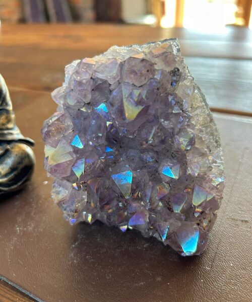 Premium High Grade Amethyst Angel Aura Druzy 200 Mini Geode Cluster Piece Cut Base 564g H9.5xW8.5xD6cm - Image 4