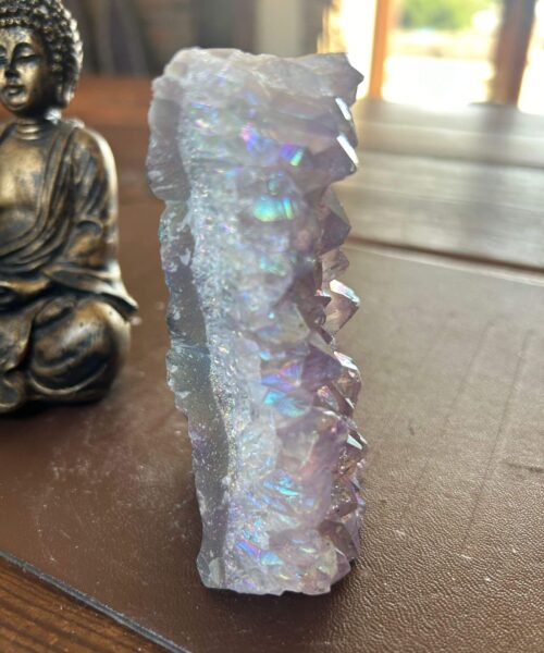 Premium High Grade Amethyst Angel Aura Druzy 203 Mini Geode Cluster Piece Cut Base 315g H10xW7xD4cm - Image 8