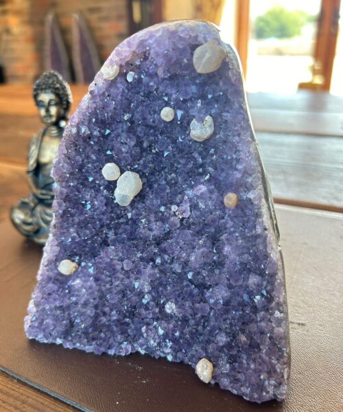 Premium High Grade Amethyst Druzy 295 Mini Geode Cluster Piece Cut Base 1.728g H14xW12.5xD9cm
