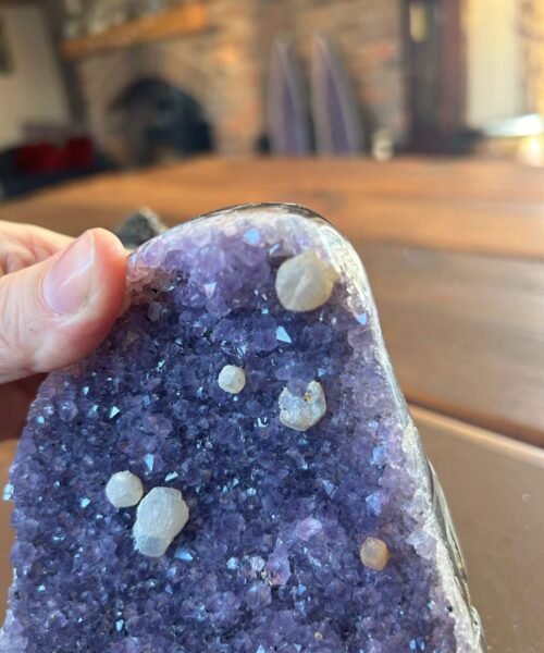 Alternative view of Premium High Grade Amethyst Druzy 295 Mini Geode Cluster Piece Cut Base 1.728g H14xW12.5xD9cm