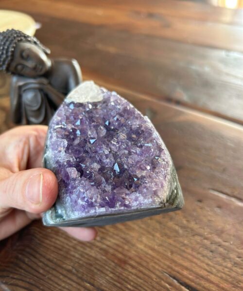 Premium High Grade Amethyst Druzy 298 Mini Geode Cluster Piece Cut Base 416g H8.5xW6xD6.5cm - Image 10