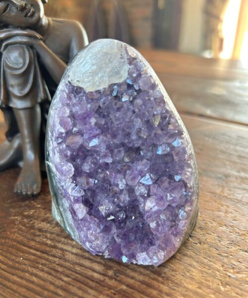 Alternative view of Premium High Grade Amethyst Druzy 298 Mini Geode Cluster Piece Cut Base 416g H8.5xW6xD6.5cm