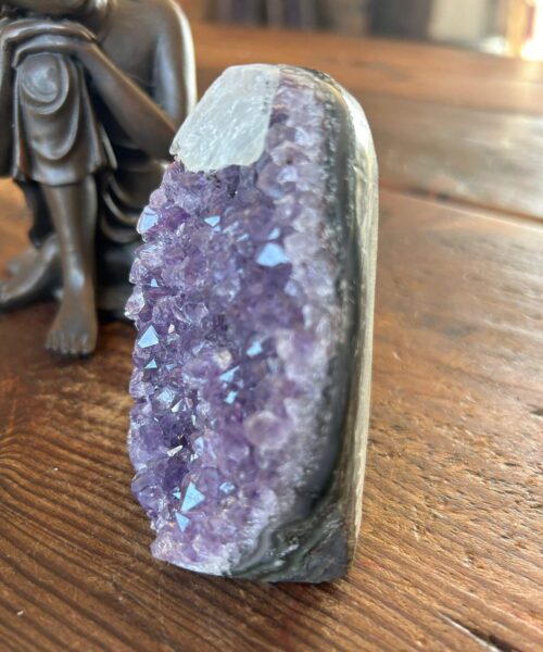 Premium High Grade Amethyst Druzy 298 Mini Geode Cluster Piece Cut Base 416g H8.5xW6xD6.5cm - Image 3