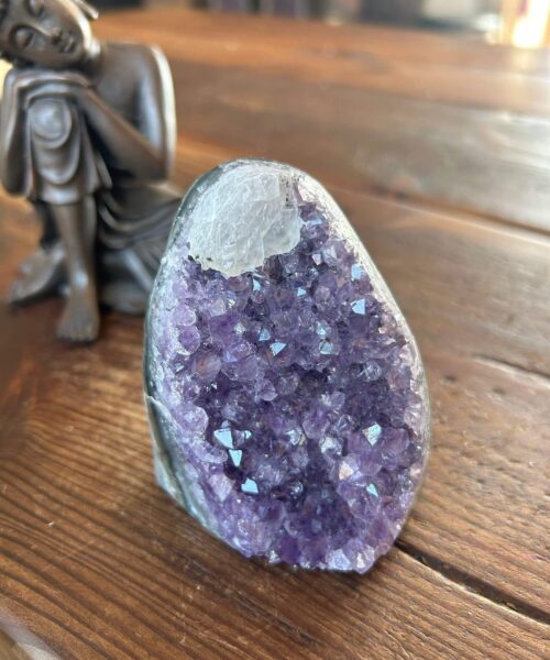 Premium High Grade Amethyst Druzy 298 Mini Geode Cluster Piece Cut Base 416g H8.5xW6xD6.5cm - Image 6