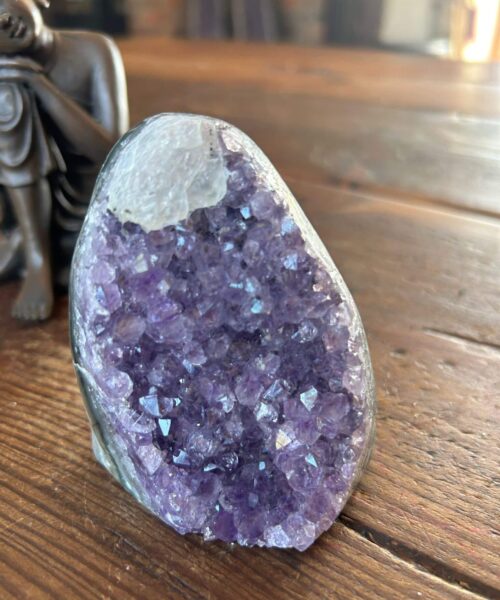 Premium High Grade Amethyst Druzy 298 Mini Geode Cluster Piece Cut Base 416g H8.5xW6xD6.5cm - Image 8