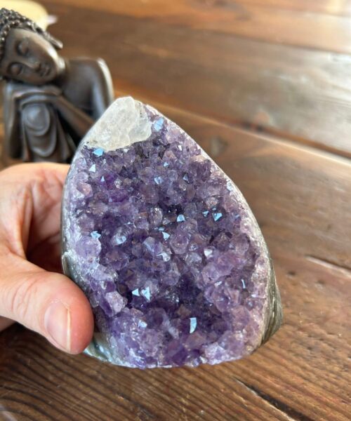 Premium High Grade Amethyst Druzy 298 Mini Geode Cluster Piece Cut Base 416g H8.5xW6xD6.5cm - Image 9