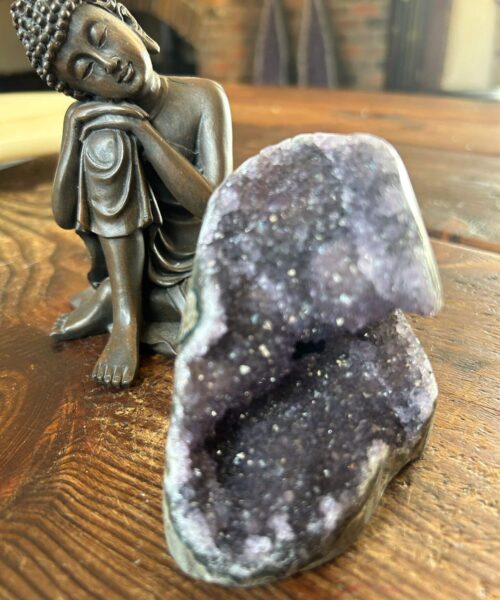 Premium High Grade Amethyst Druzy 302 Mini Geode Cluster Piece Cut Base 366g H8xW8xD6.5cm