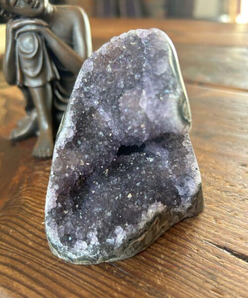 Premium High Grade Amethyst Druzy 302 Mini Geode Cluster Piece Cut Base 366g H8xW8xD6.5cm - Image 3