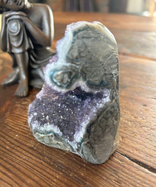 Premium High Grade Amethyst Druzy 302 Mini Geode Cluster Piece Cut Base 366g H8xW8xD6.5cm - Image 4
